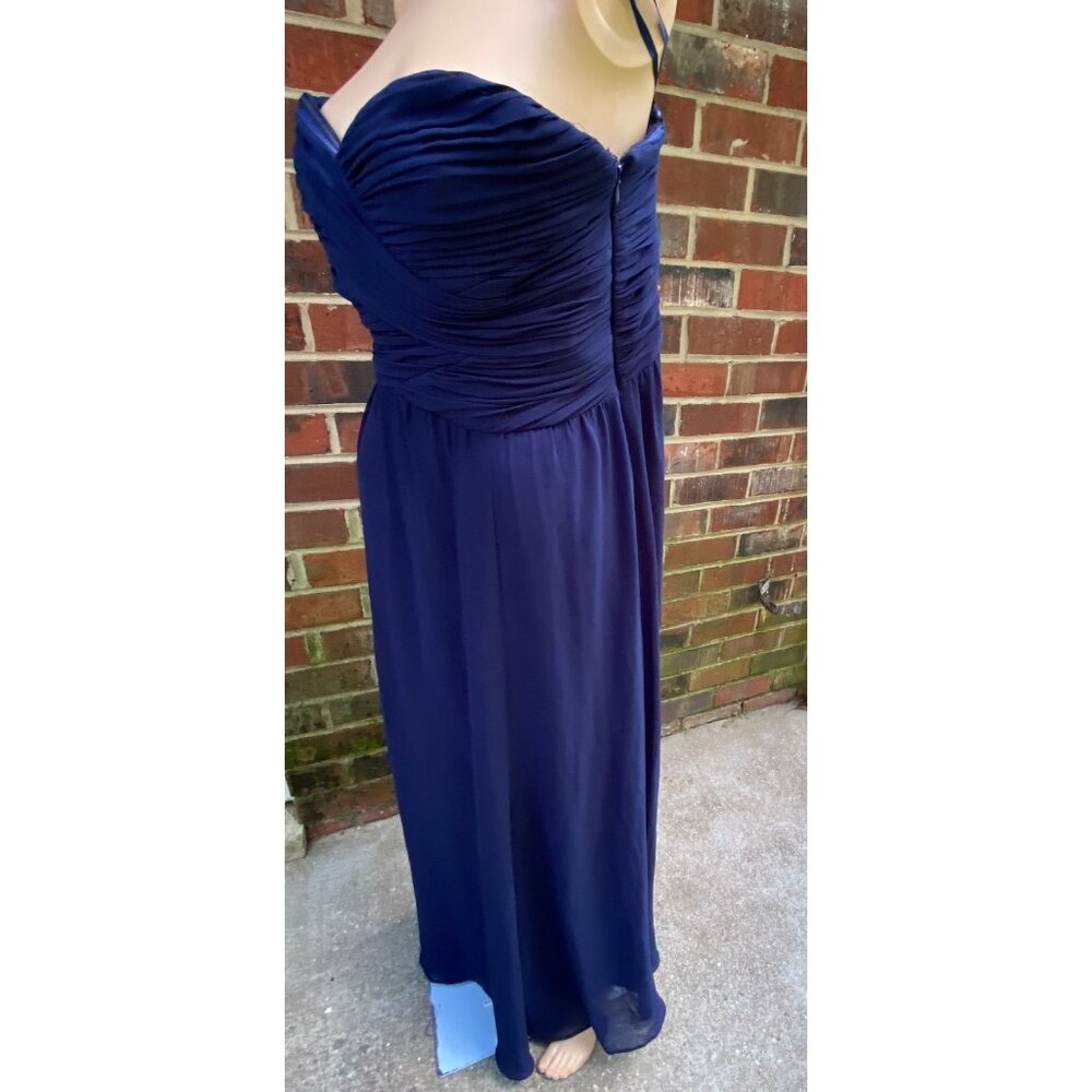 LAUREN RALPH LAUREN EVENING Blue Polyester Strapless Dress Size‎ 16,Long,Zipper